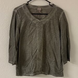Chico's Olive Green V-Neck Blouse